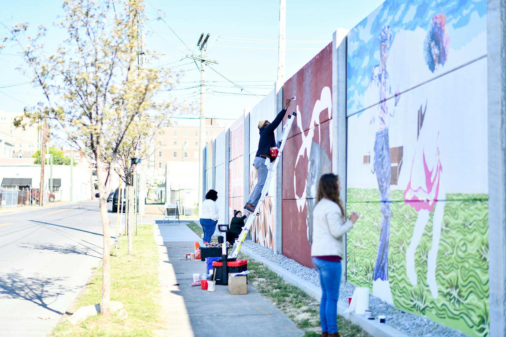 painting 10th street mural