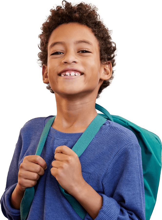 Smiling boy with backpack