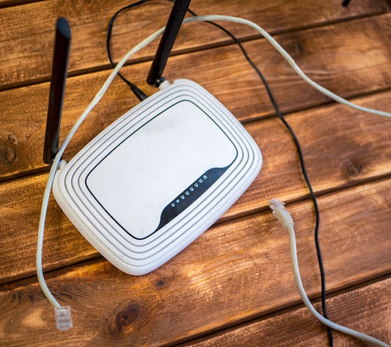 wifi router on wooden table