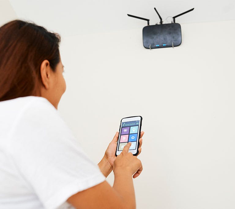 wifi router inside on wall